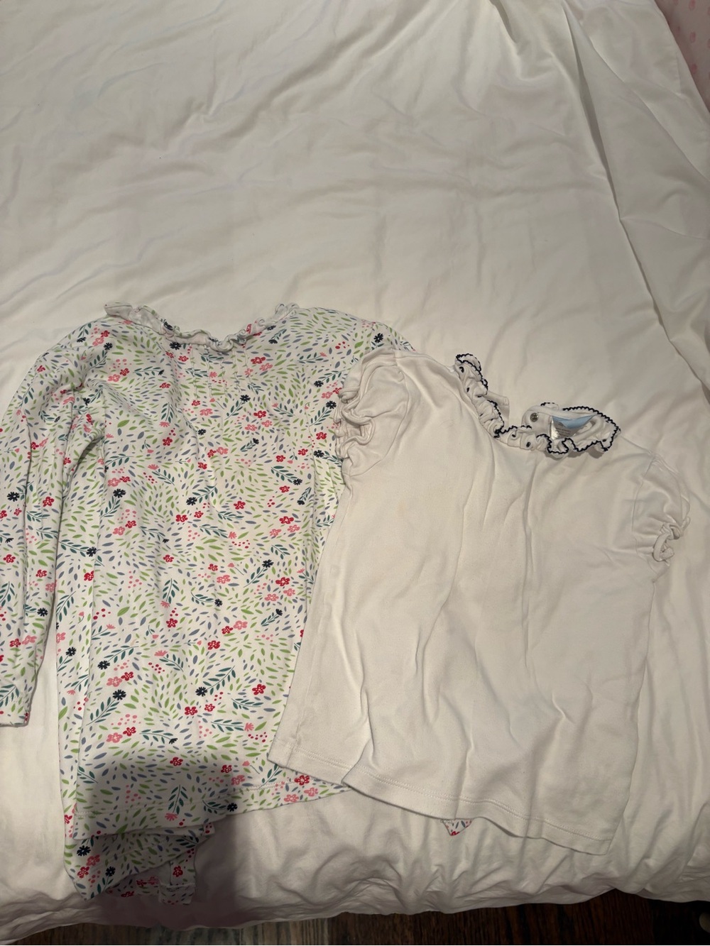 Bella Bliss, Girls' 6, White Floral and Solid White Top Set